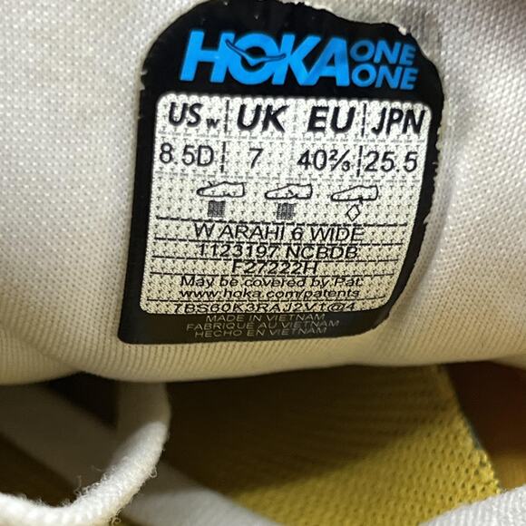 Hoka One One Arahi 6 Running Shoes Women Size 8.5 D Wide White Yellow Sneakers - Picture 8 of 9